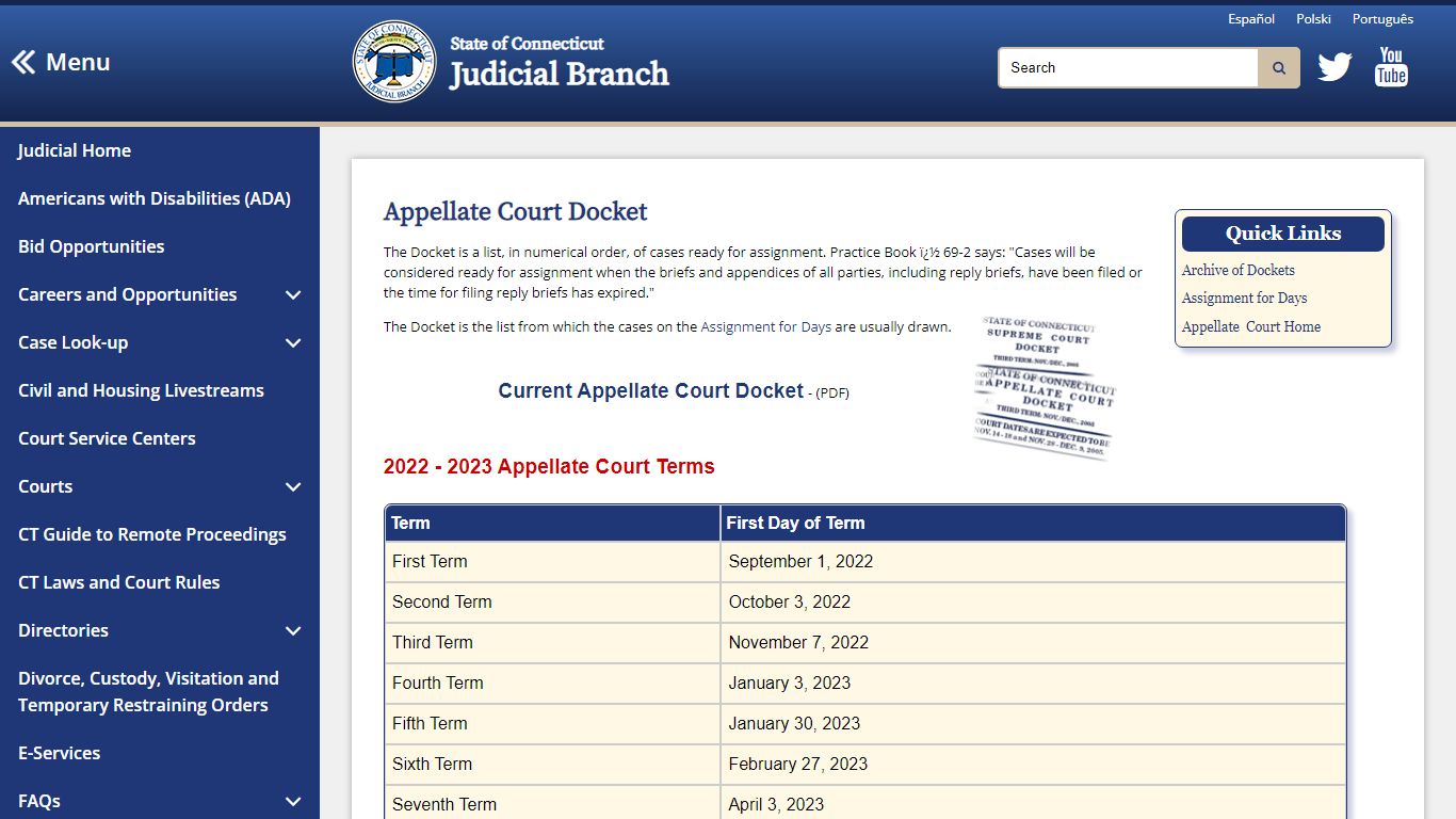 Appellate Court Docket - CT Judicial Branch